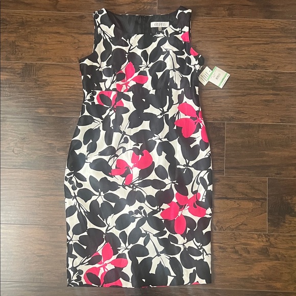Kasper Black and Pink Floral Midi Dress - Picture 1 of 3
